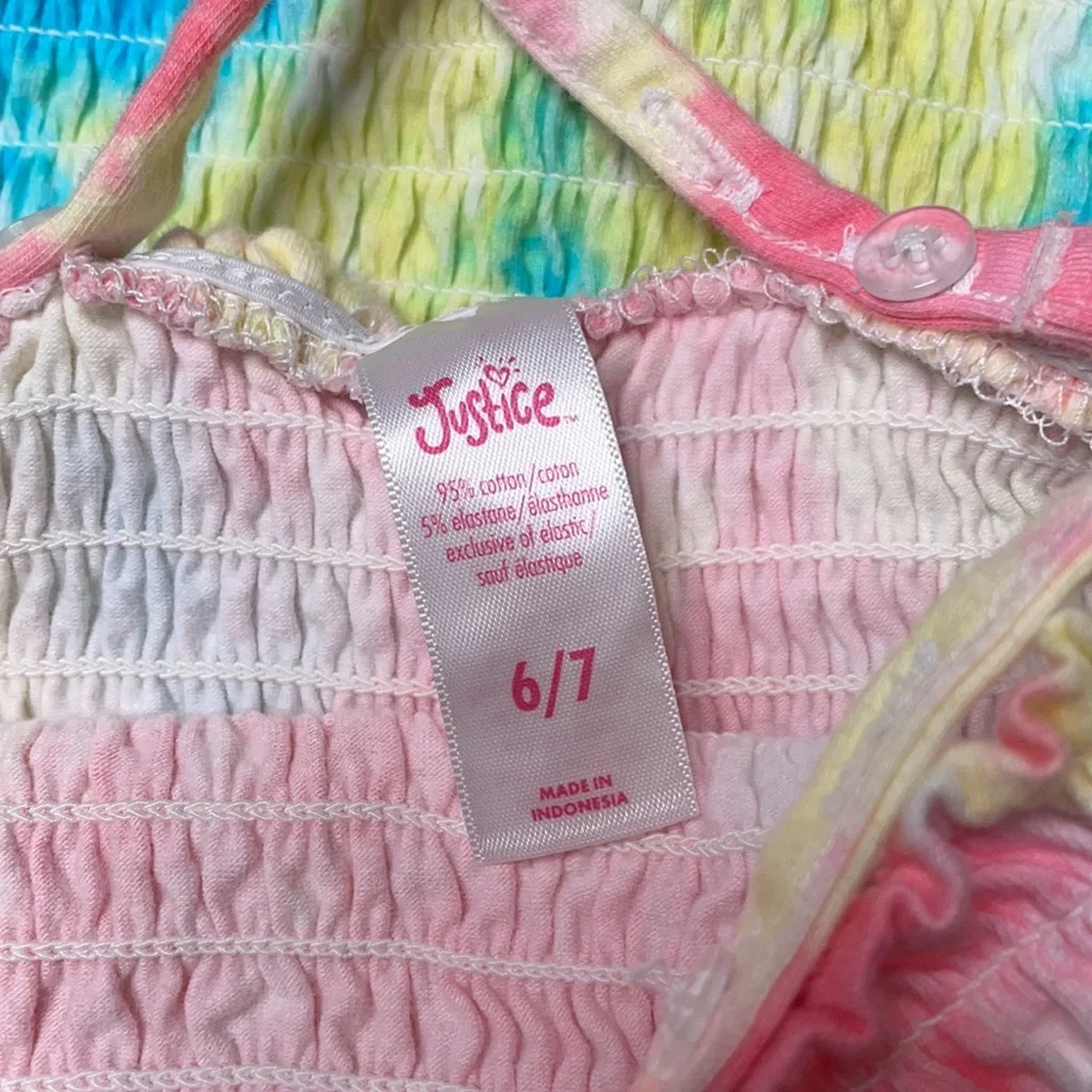 Justice tie dye spaghetti strap‎ top size 6/7 adjustable straps
